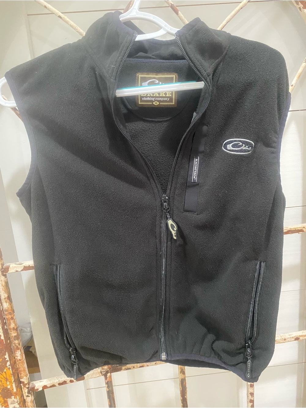 Drake Black Fleece Zip Vest Size 10